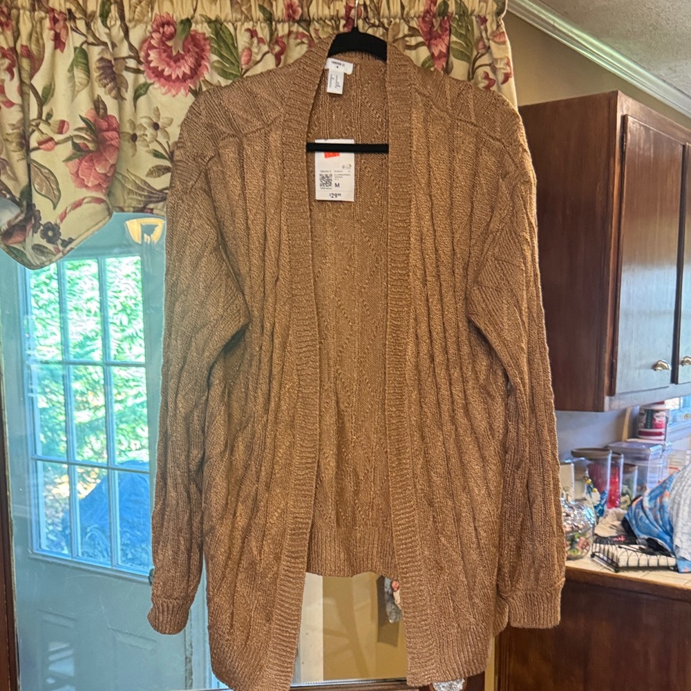 Forever 21 Cable Knit Cardigan - Tan